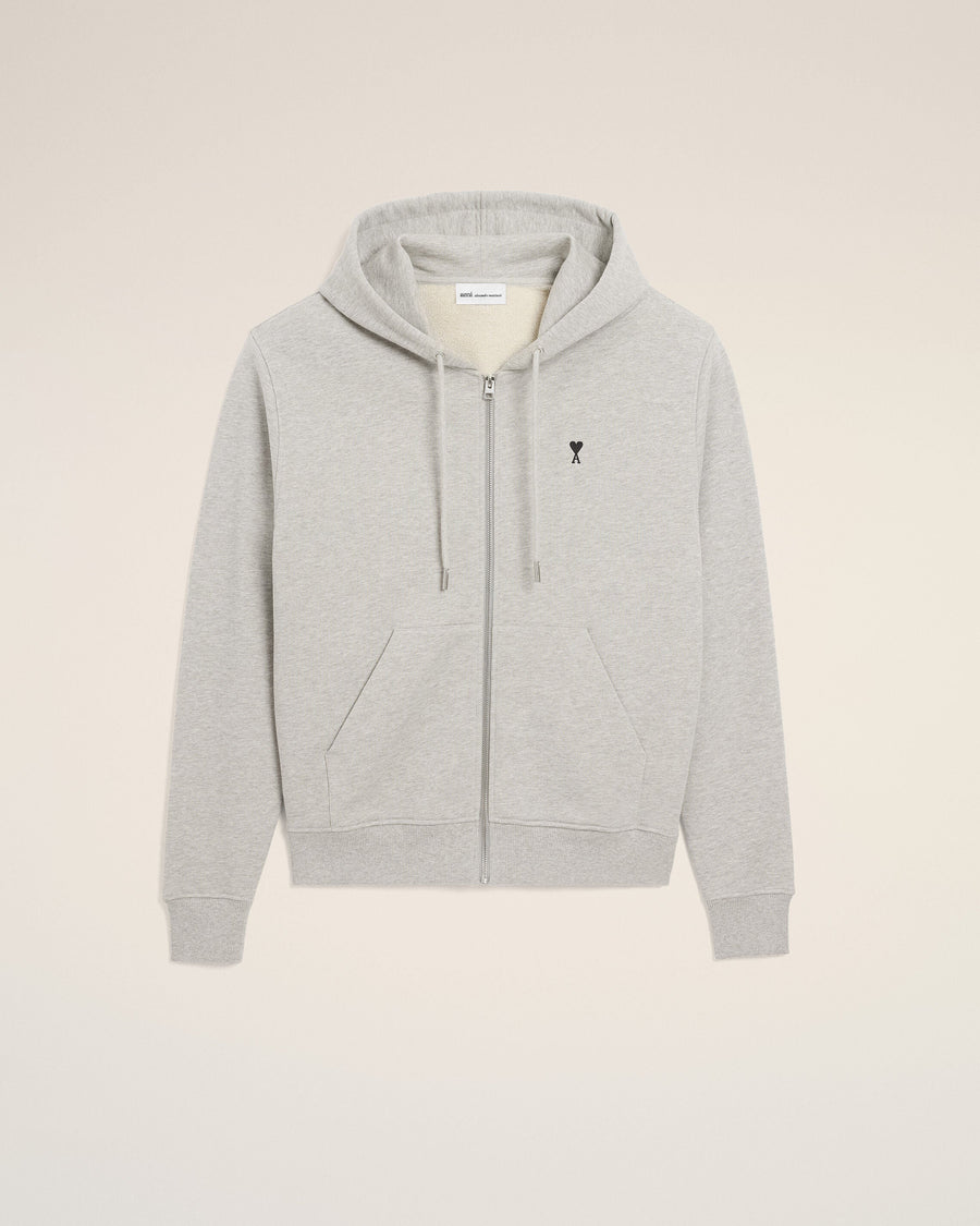 Grey Cotton Contrasted Ami De Coeur Hoodie