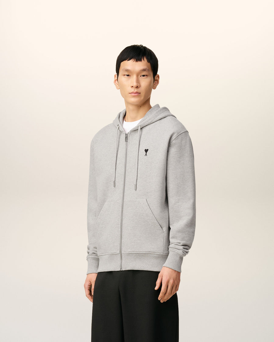 Grey Cotton Contrasted Ami De Coeur Hoodie