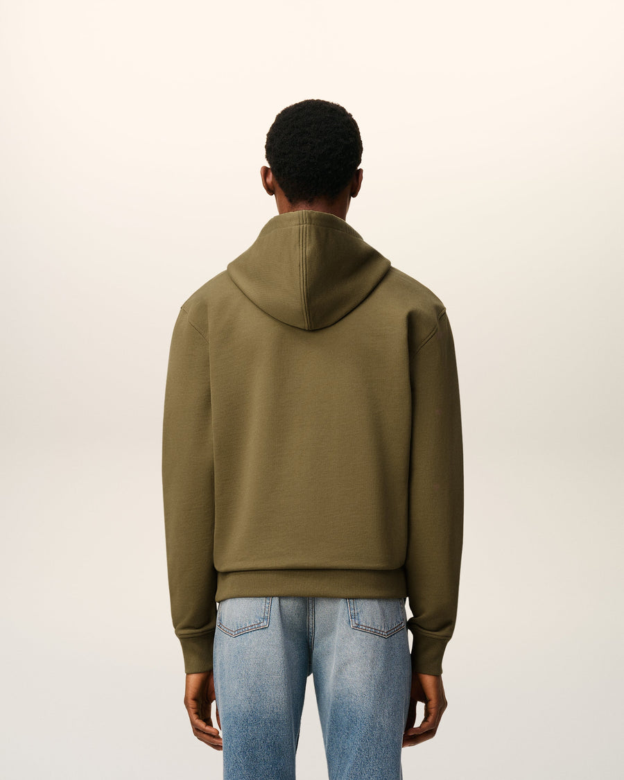 Green Cotton Zipped Ami De Coeur Hoodie