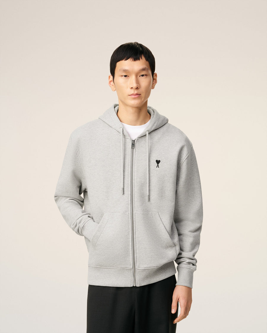 Grey Cotton Contrasted Ami De Coeur Hoodie