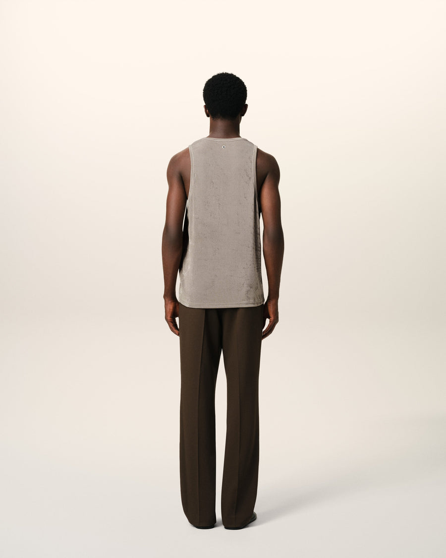 Beige Light Shiny Rib Jersey Tanktop
