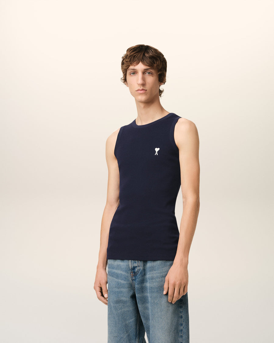 Navy Cotton Rib Ami de Coeur Tanktop