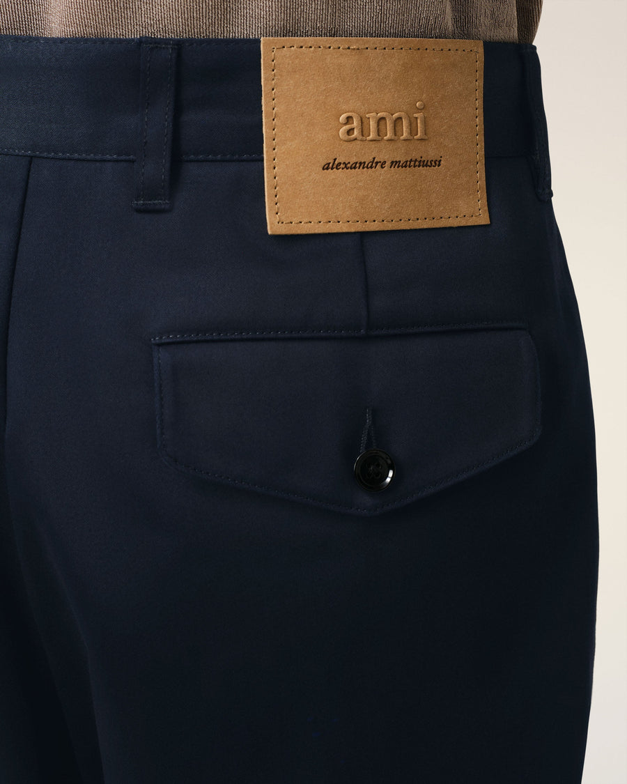 Navy Cotton Carrot Oversized Trousers