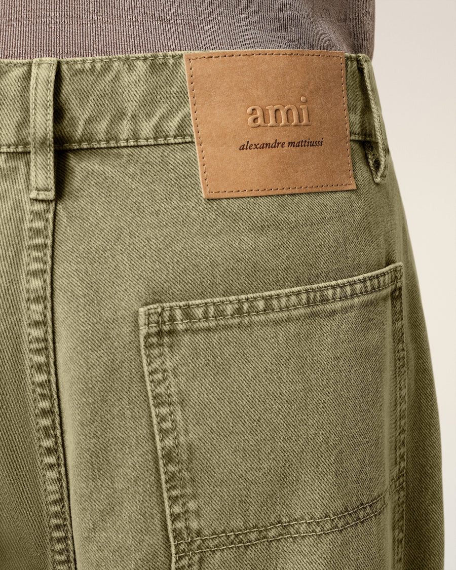 Green Cotton Cargo Wide Fit Jeans