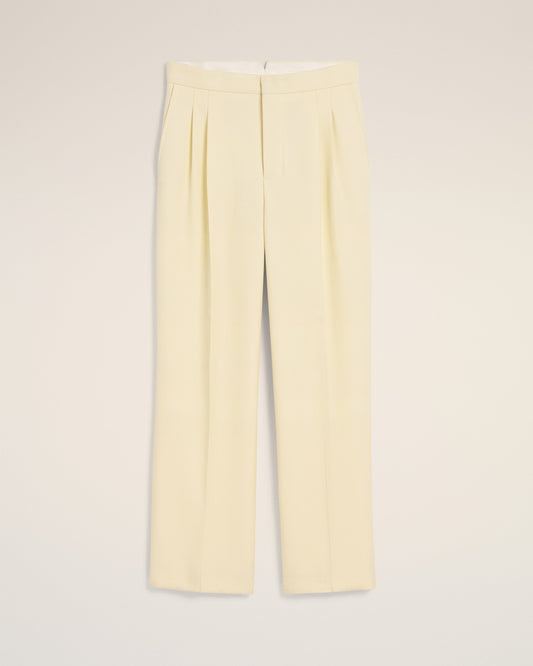 Yellow Wool Large Fit Trousers
