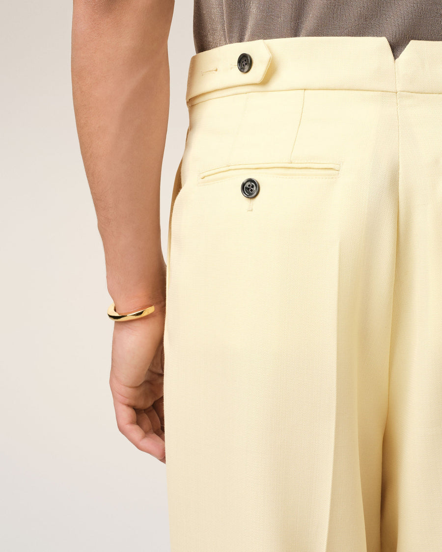Yellow Wool Large Fit Trousers