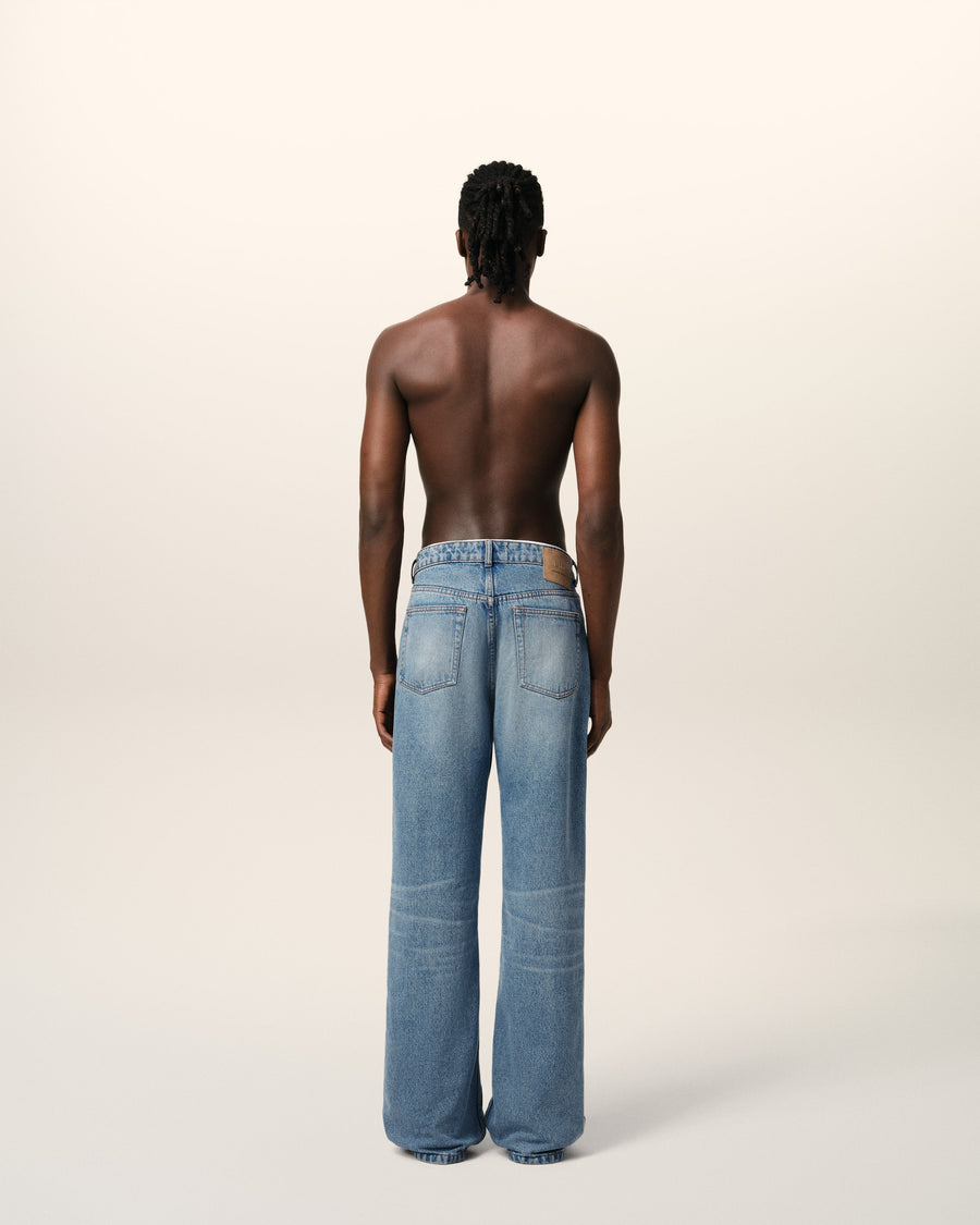 Blue Cotton Large Fit Jeans