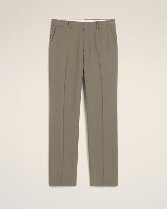 Taupe Wool Straight Fit Trousers