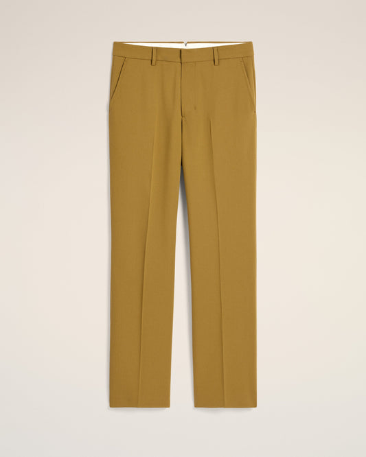 Mustard Wool Straight Fit Trousers