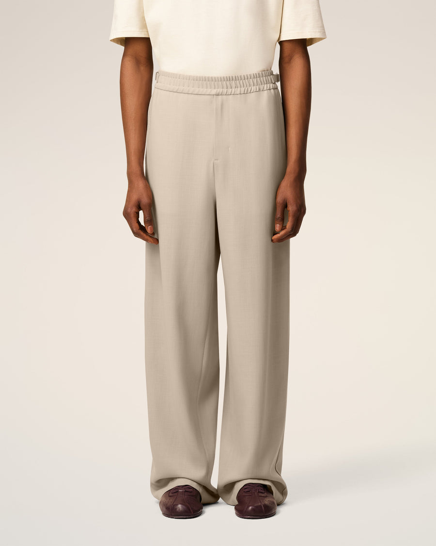Beige Wool Elasticated Trousers