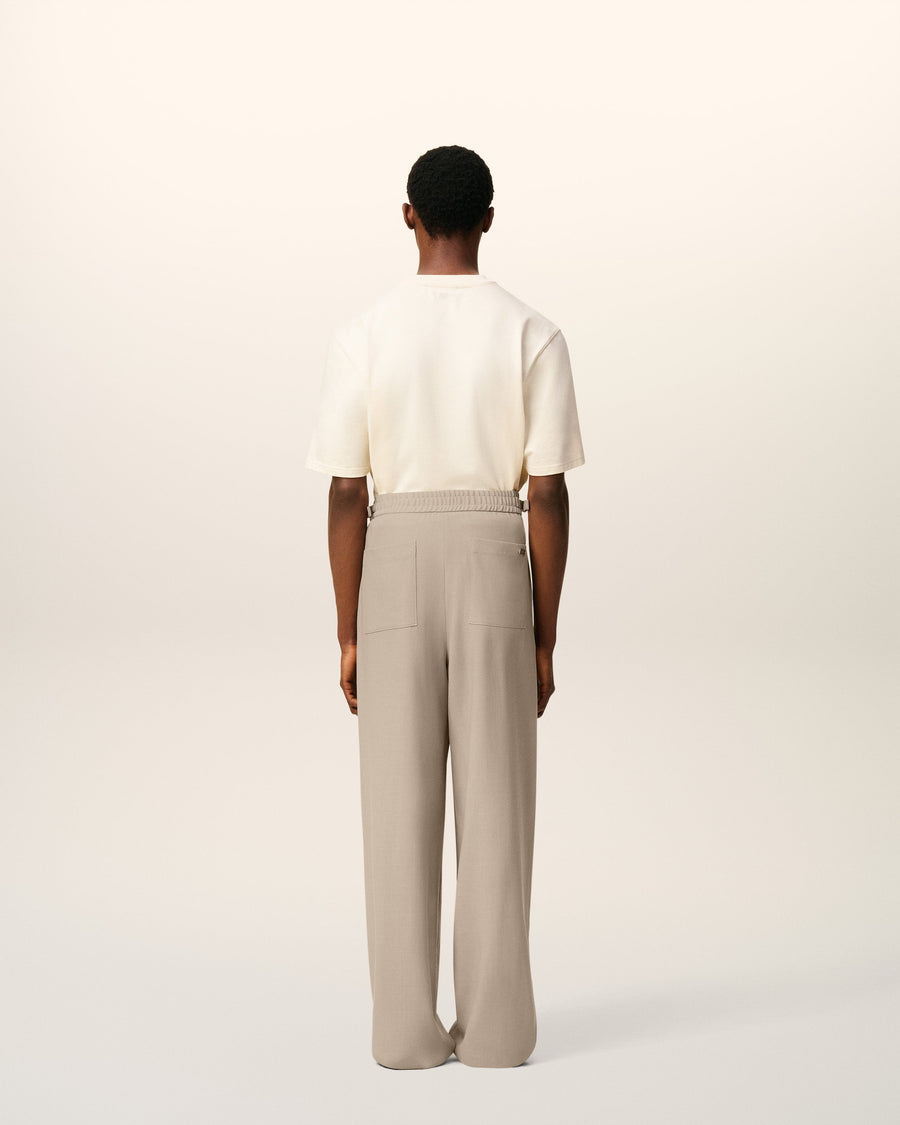 Beige Wool Elasticated Trousers