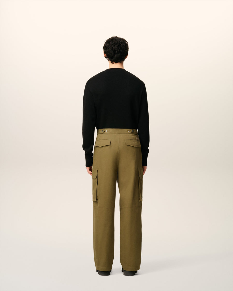Green Cotton Cargo Trousers