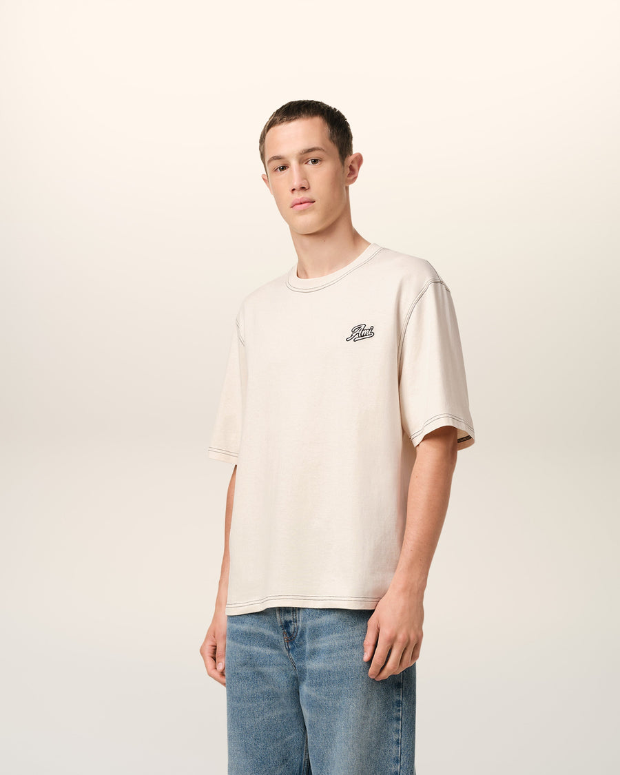 Beige Cotton Ami Signature T-Shirt
