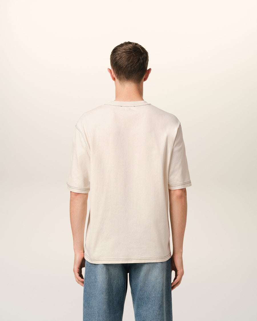 Beige Cotton Ami Signature T-Shirt