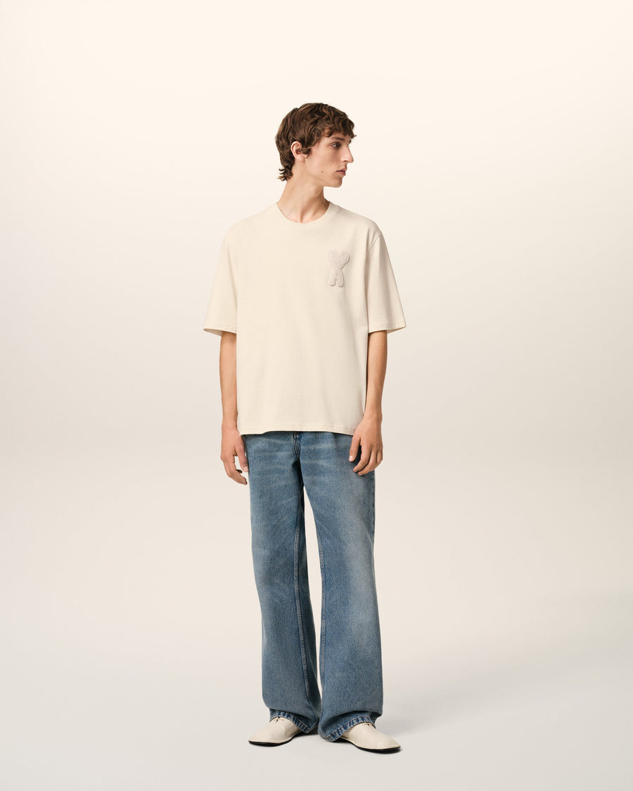 Beige Cotton Ami de Coeur Patch T-Shirt