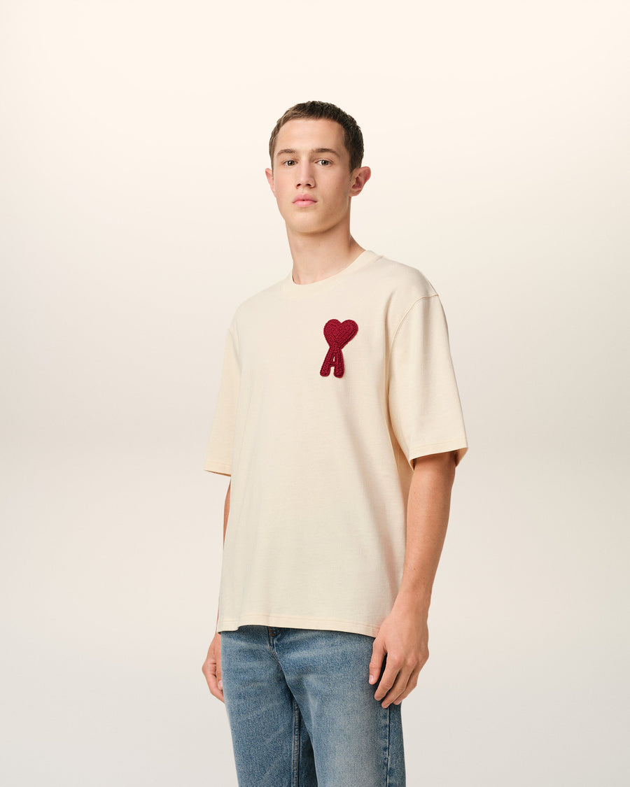 Beige Cotton Ami de Coeur Patch T-Shirt