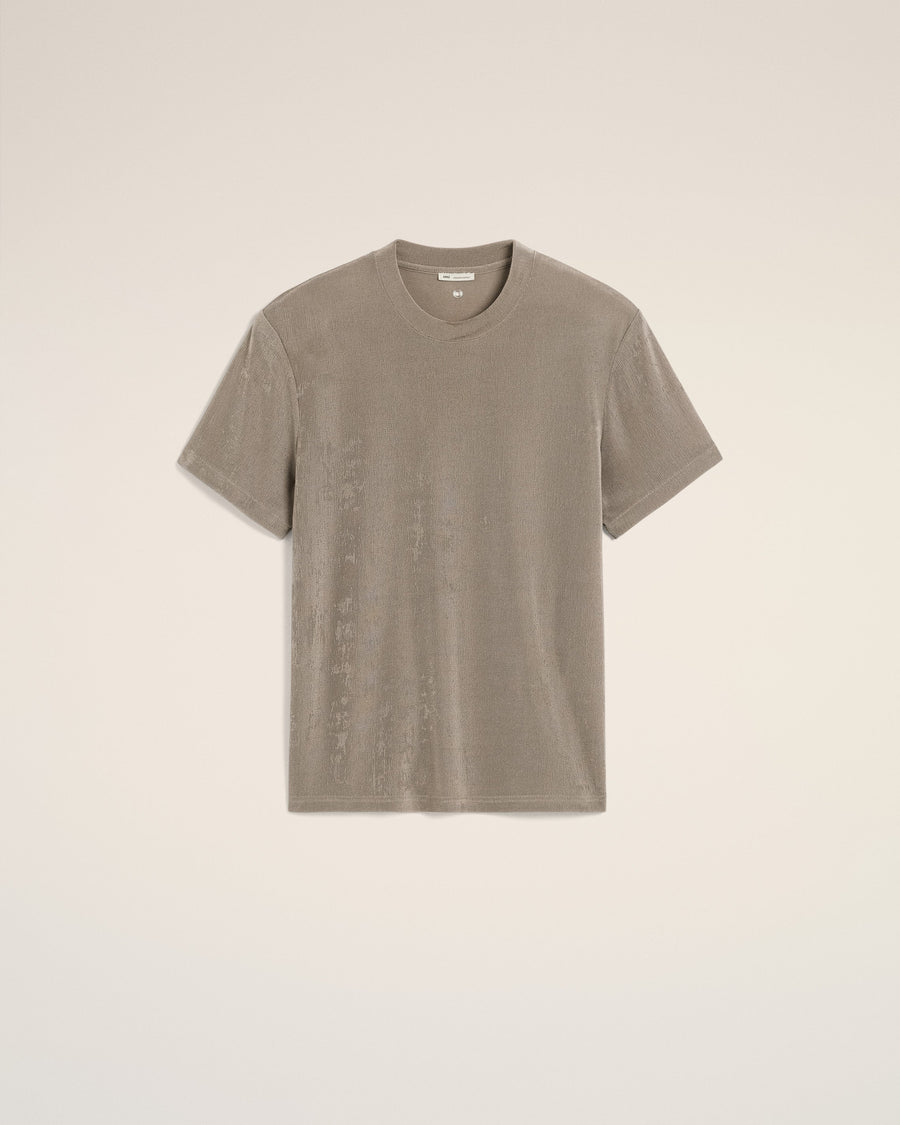 Beige Rib Jersey Short Sleeve T-Shirt