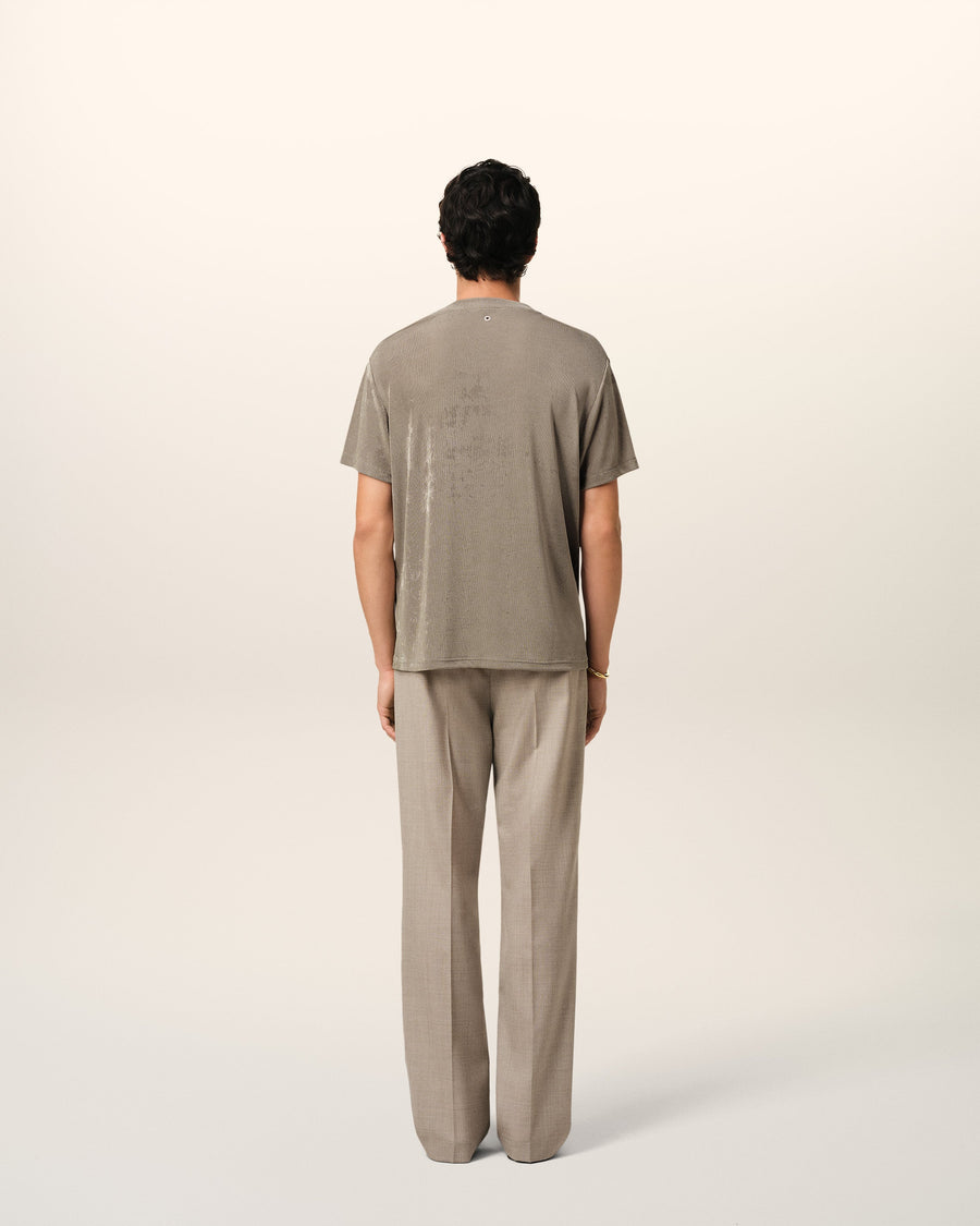 Beige Rib Jersey Short Sleeve T-Shirt