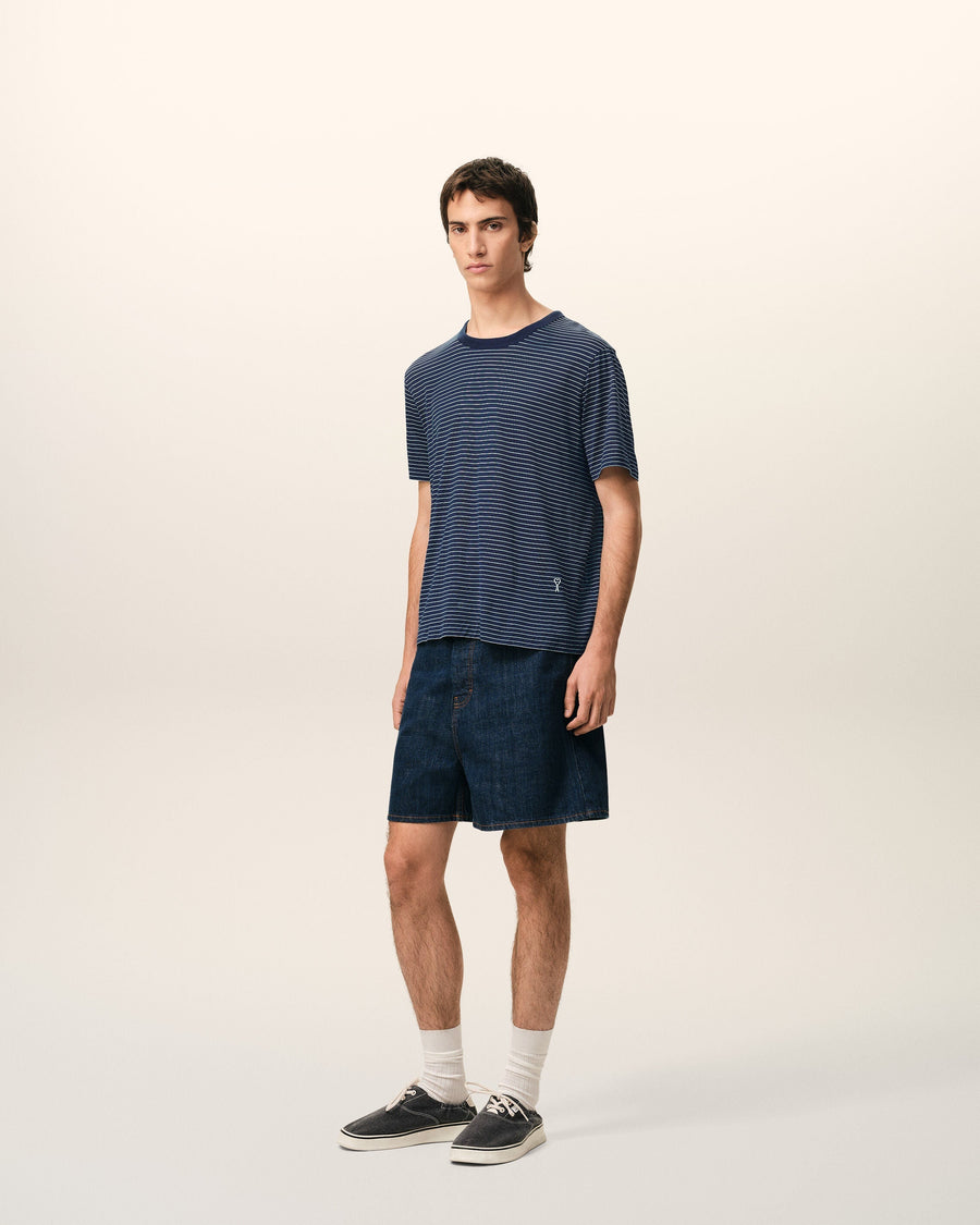 Blue Striped Cotton Ami De Coeur T-shirt