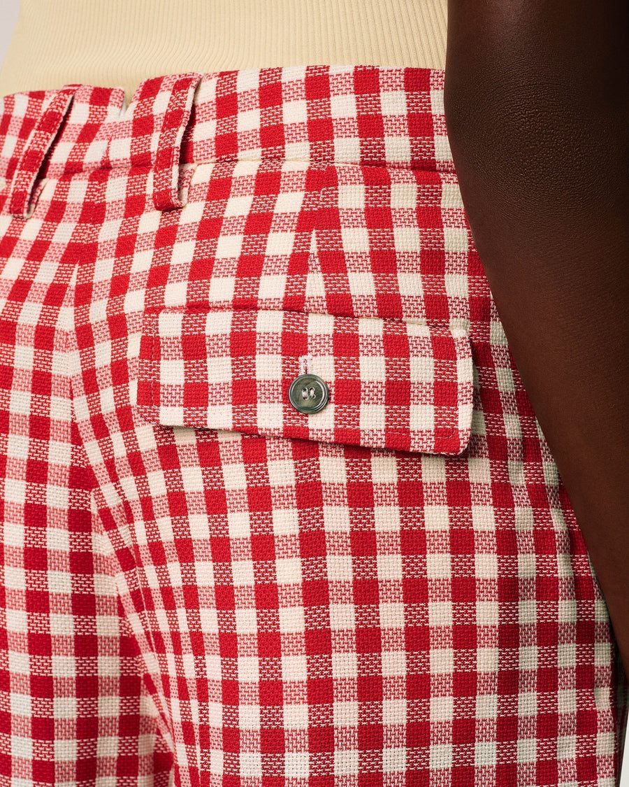 Plaid Red Wool Wide Bermuda