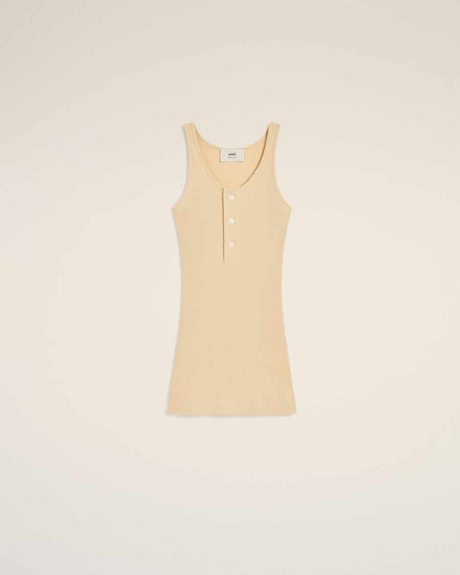 Beige Light Ribbed Jersey Tanktop