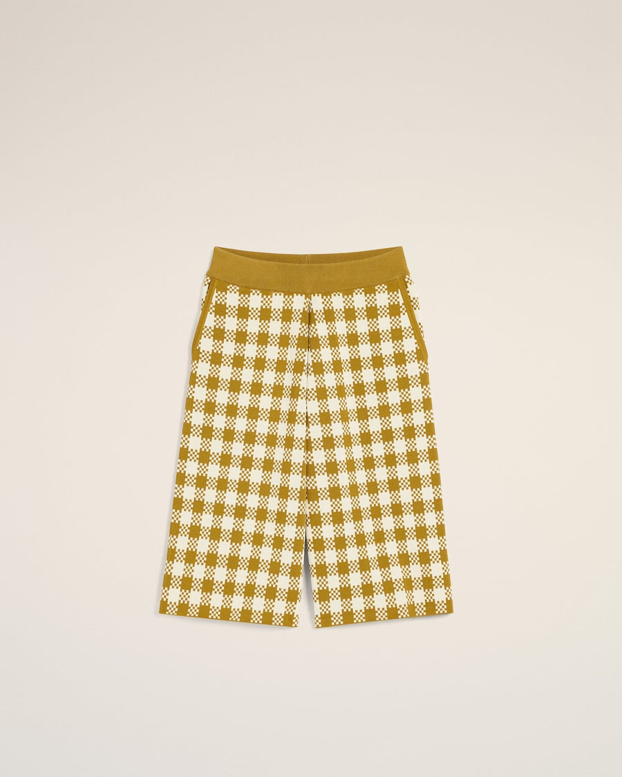 White And Mustard Yellow Vichy Shorts