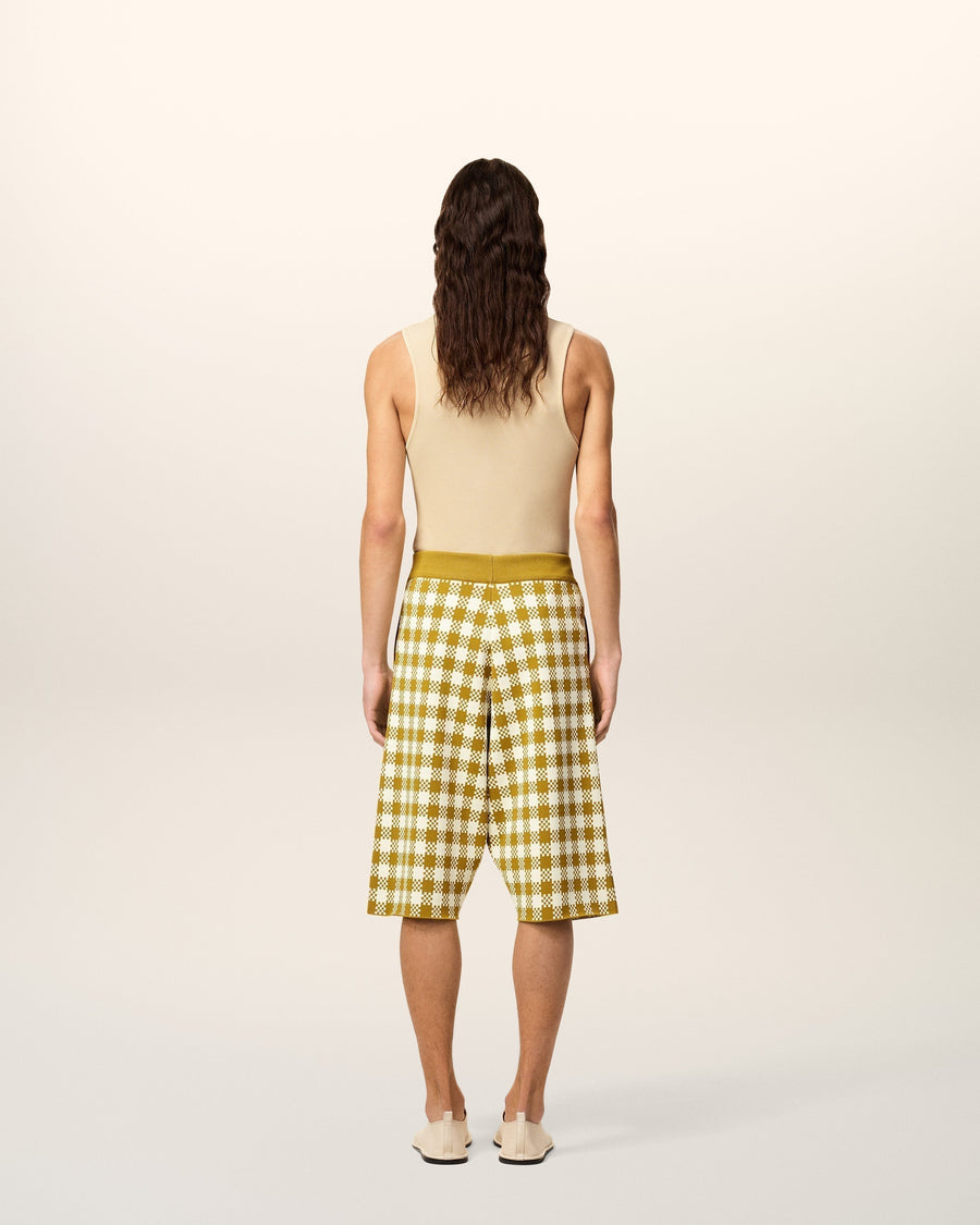 White And Mustard Yellow Vichy Shorts