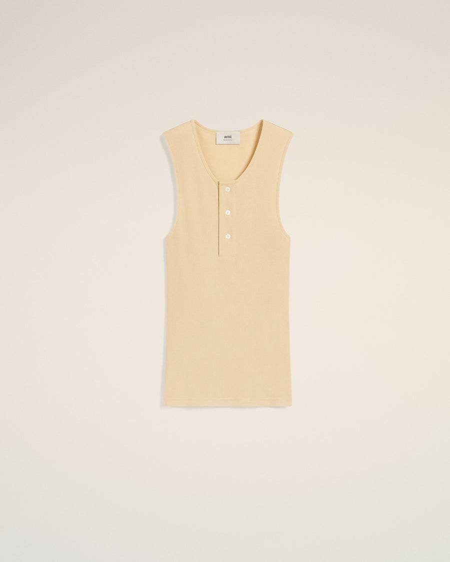 Beige Light Ribbed Jersey Tanktop