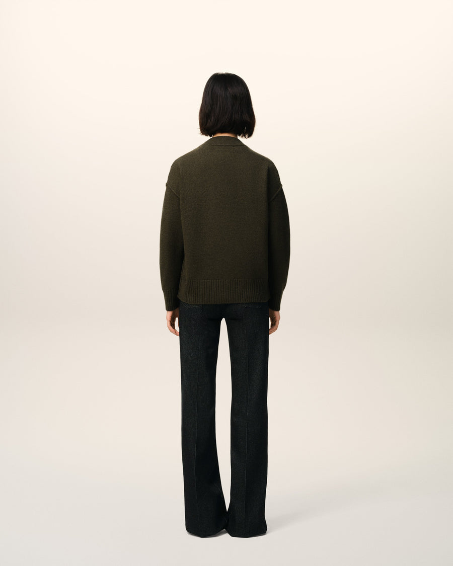 Khaki Wool Ami De Coeur Cardigan