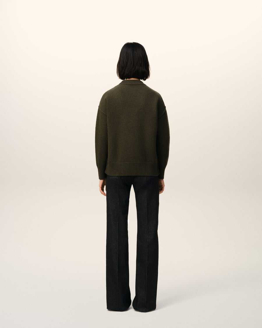 Khaki Wool Ami De Coeur Sweater