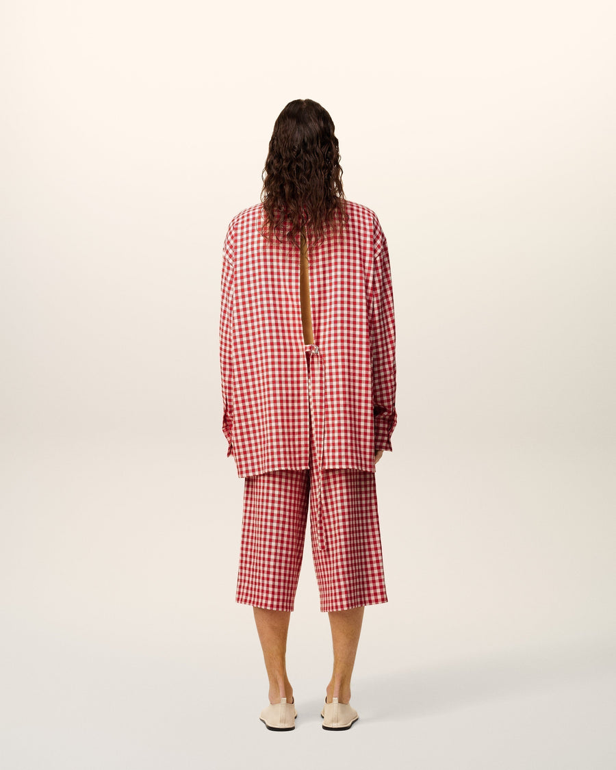Plaid Red Wool Loose Shirt