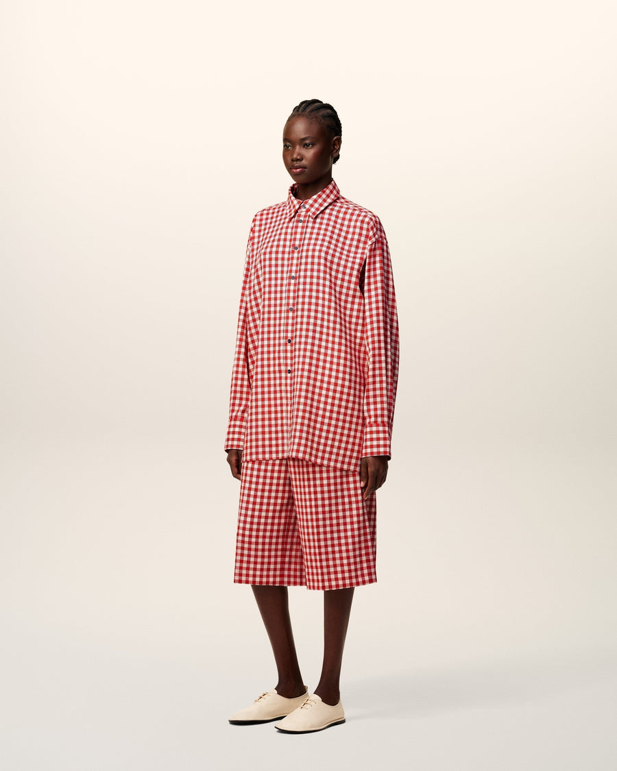 Plaid Red Wool Loose Shirt