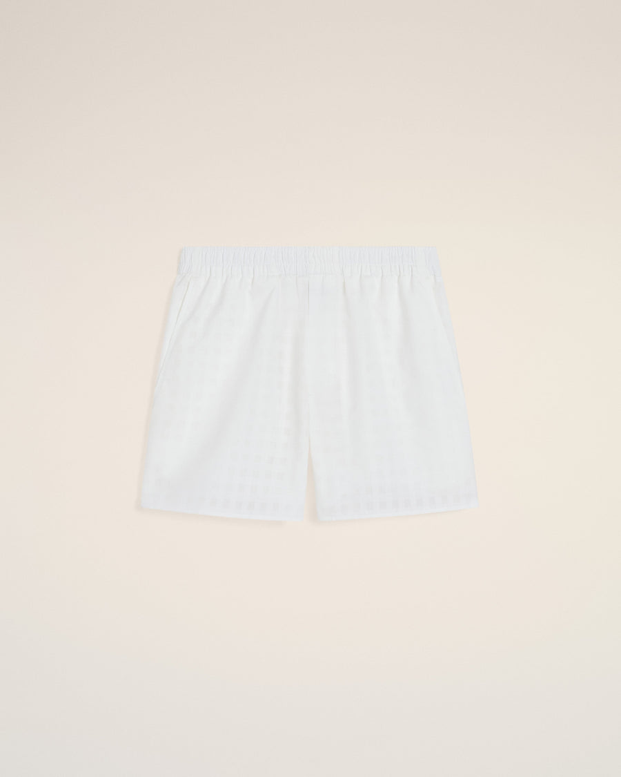 White Cotton Large Fit Shorts