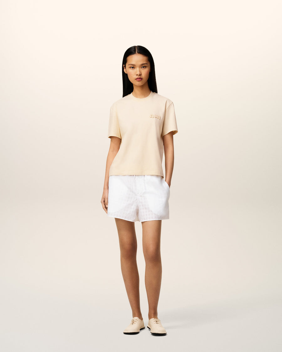 Beige Cotton Ami Patch T-Shirt