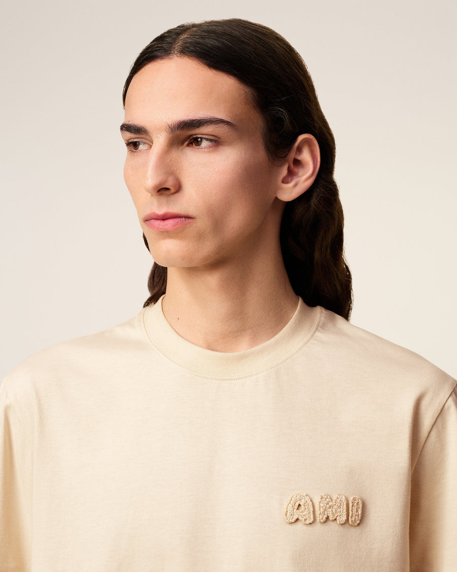 Beige Cotton Ami Patch T-Shirt