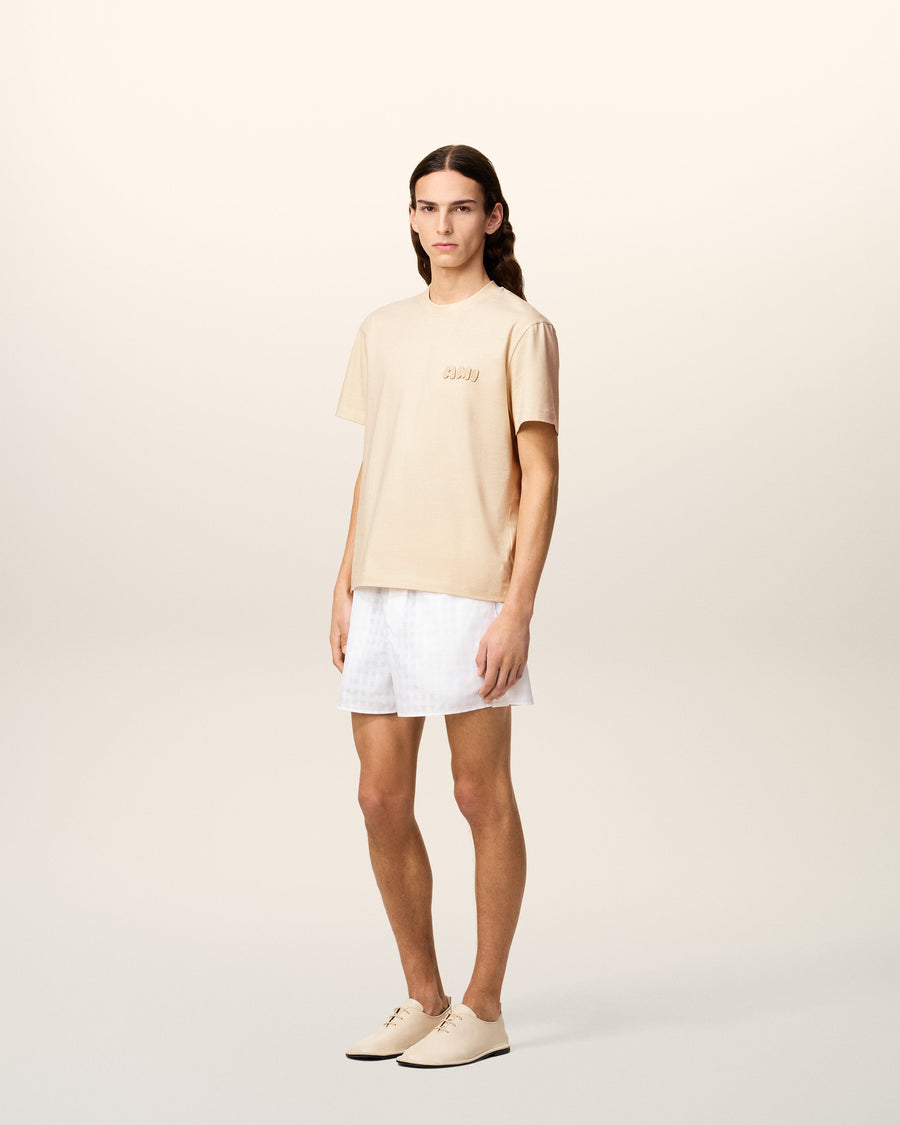 Beige Cotton Ami Patch T-Shirt
