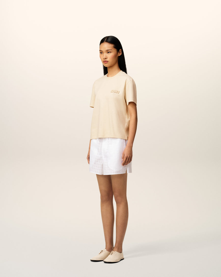 Beige Cotton Ami Patch T-Shirt