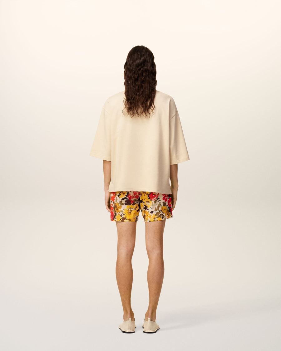 Beige Cotton Floral Ami Patch T-Shirt