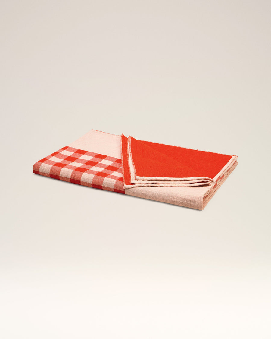 Plaid Red Cotton Beach Towel