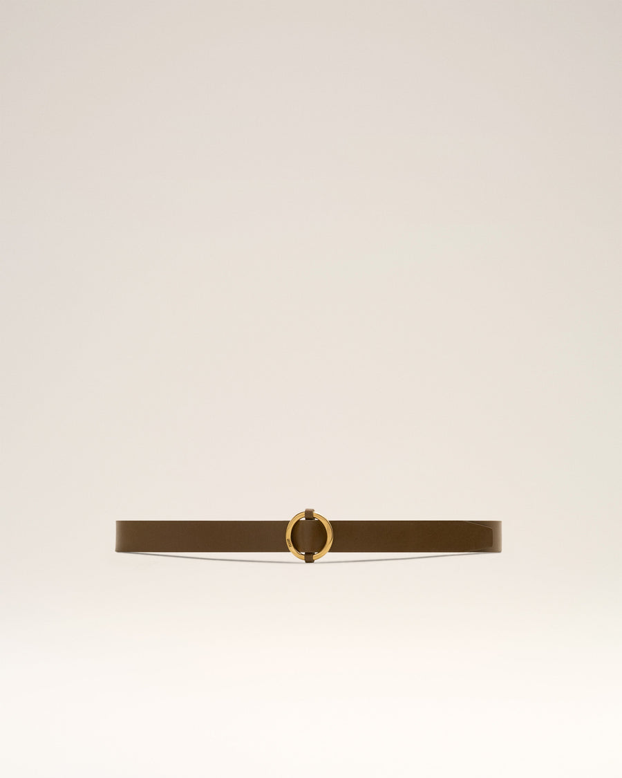 Brown Leather Ami Round Buckle Belt