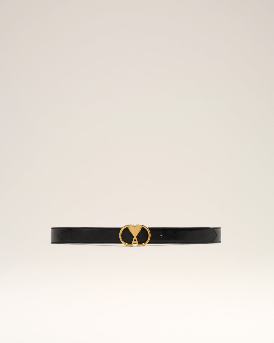 Black Leather Ami de Coeur Belt