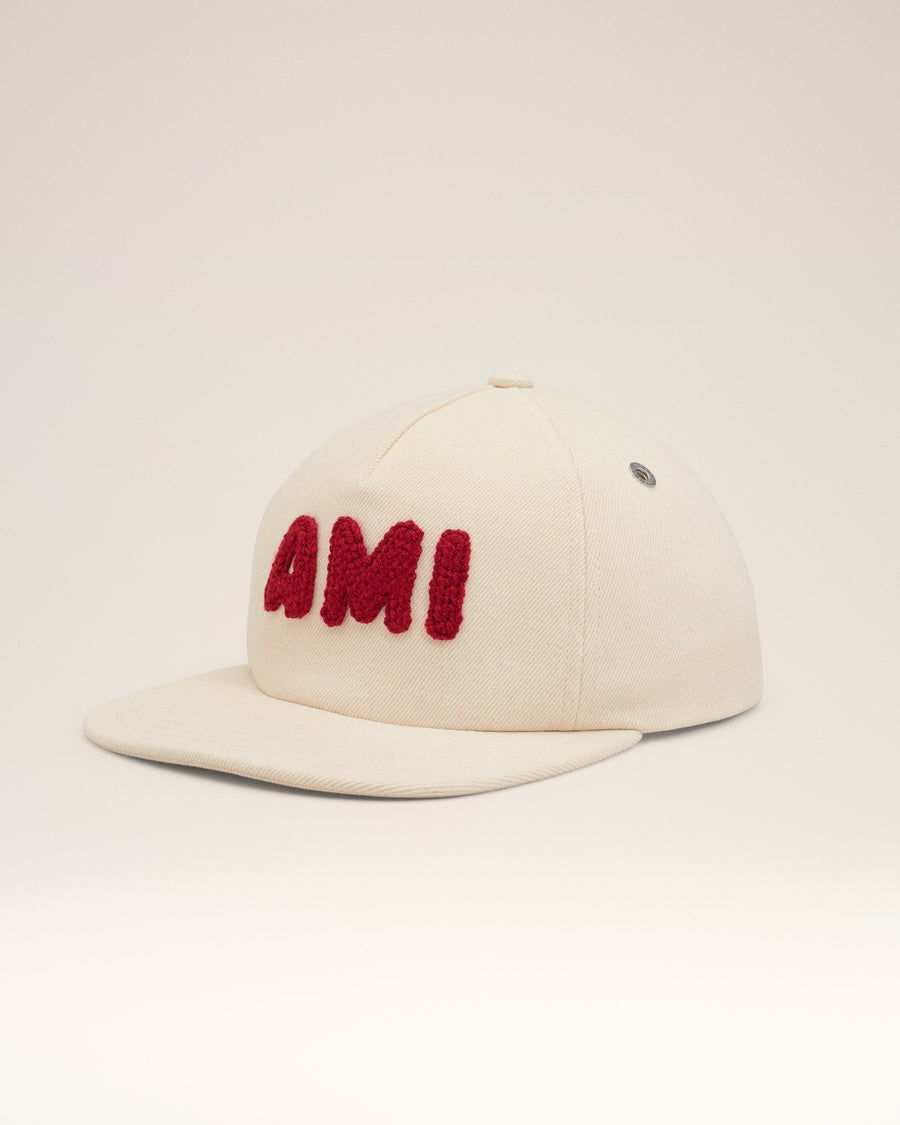 Beige Cotton Ami Paris Patch Trucker Cap