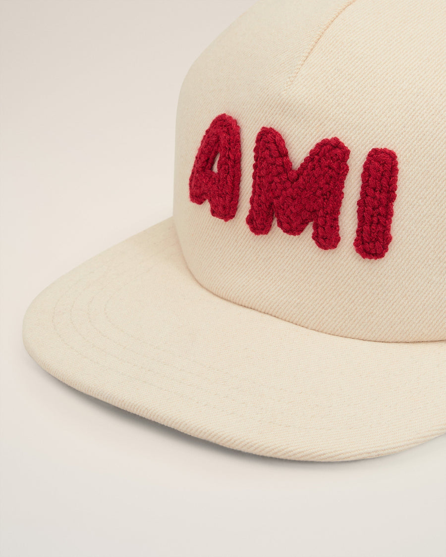 Beige Cotton Ami Paris Patch Trucker Cap