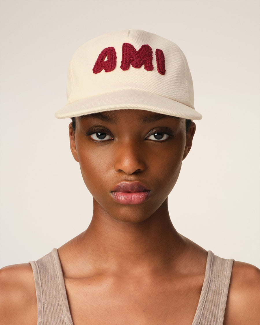 Beige Cotton Ami Paris Patch Trucker Cap