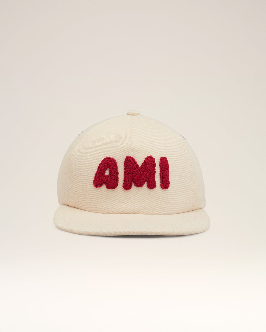 Beige Cotton Ami Paris Patch Trucker Cap