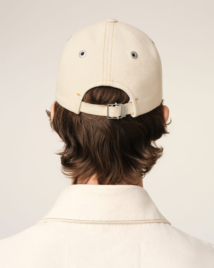 Beige Cotton Ami de Coeur Embroidery Cap