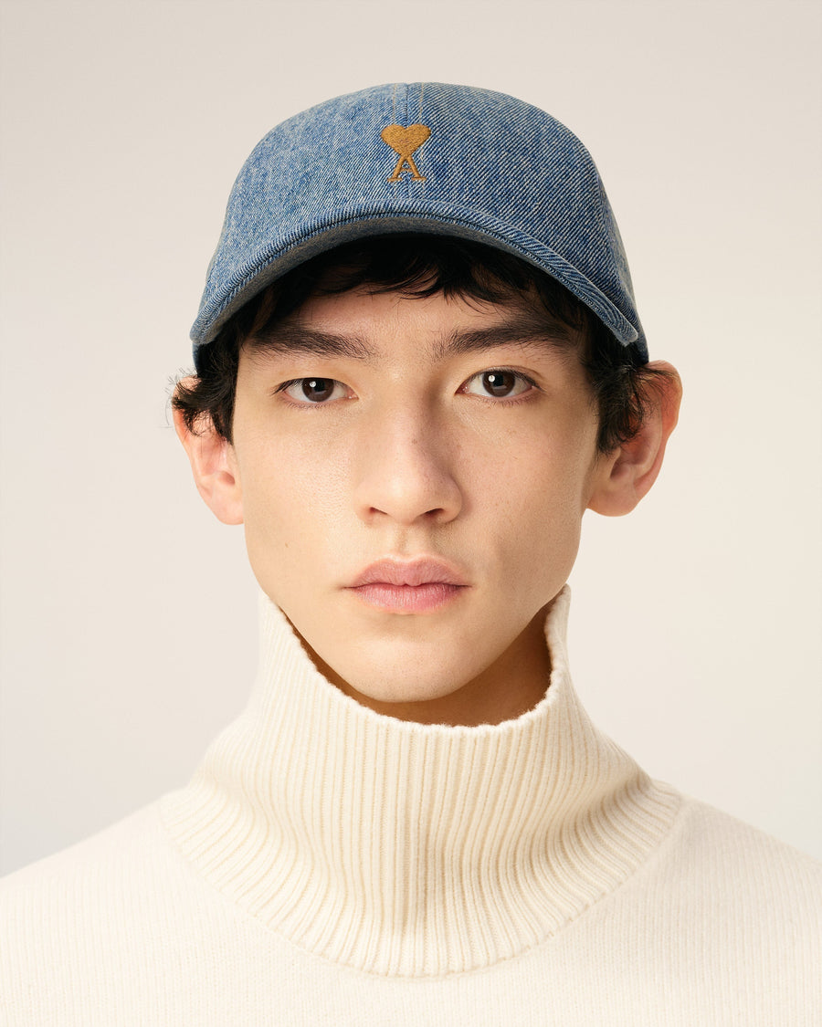 Blue Cotton Ami De Coeur Embroidery Cap