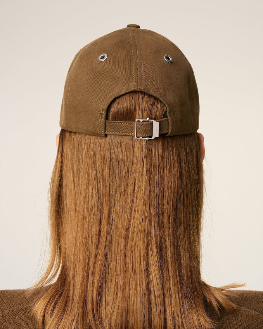 Brown Cotton Ami De Coeur Embroidery Cap