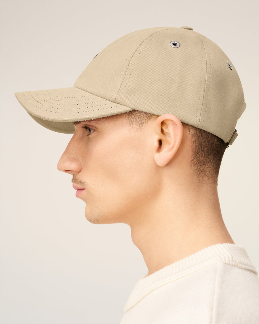 Beige Cotton Ami De Coeur Embroidery Cap