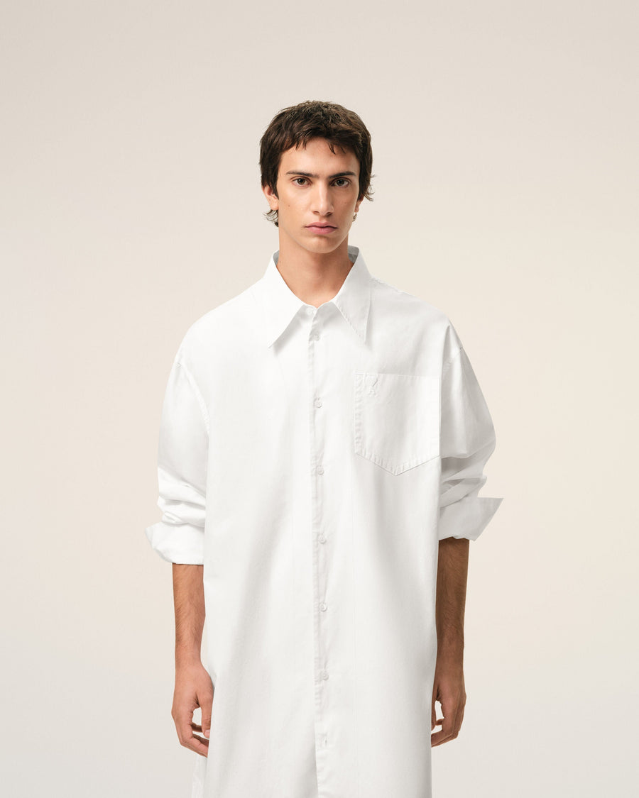 White Cotton Ami De Coeur Wide Shirt Dress